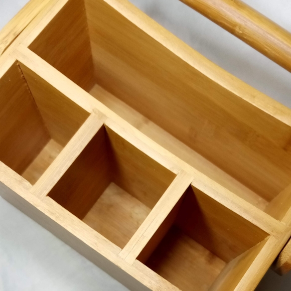 Natural Bamboo Cultery Caddy With Handle - Picture 2 of 10